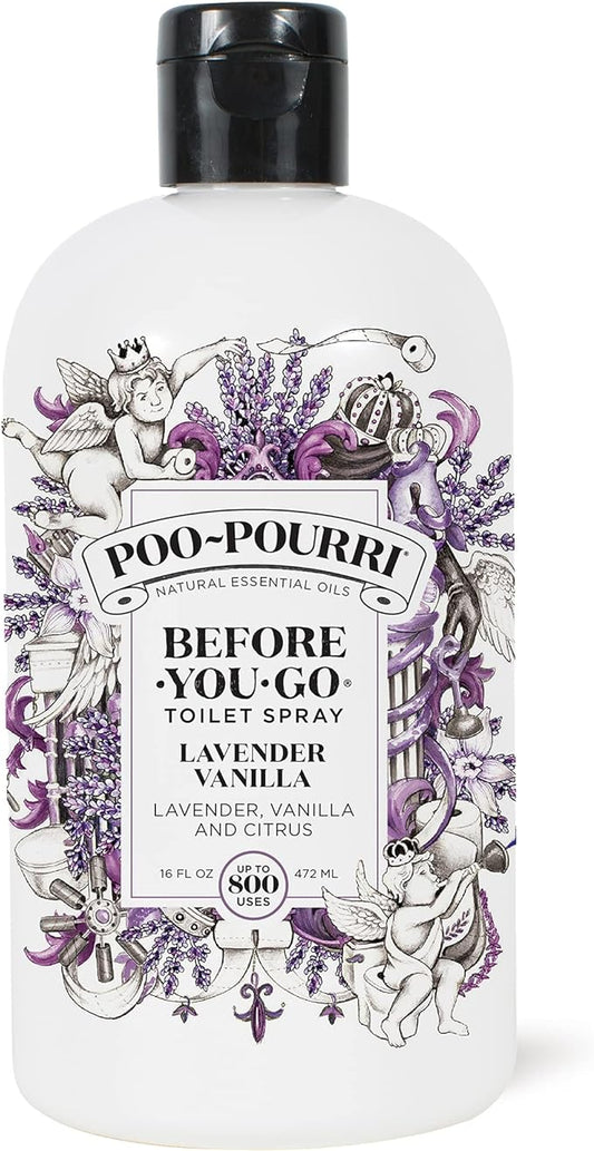 Poo-Pourri Before-You-Go Toilet Spray Refill, Lavender Vanilla,16 Fl Oz, Up to 800 Uses, Bathroom Odor Deodorizer with Essential Oils for Home or Work, Lavender, Vanilla and Citrus Scent by Unknown
