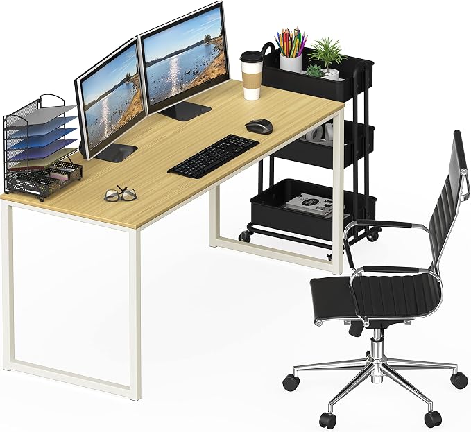 SHW Mission 55-Inch Home Office Computer Desk, Oak - Image 8