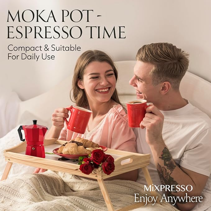 Mixpresso 3 Cup Moka Pot Stovetop Espresso Maker, Italian Cuban Coffee Pot | 5oz aluminum Italian coffee maker for gas and electric stovetops, small design for traditional coffee at home, Mug 4.4 Oz - Image 6