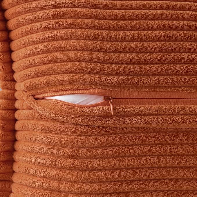 MIULEE Fall Rust Decorative Throw Pillow Covers for Couch Bed Livingroom 16x16 Inch Set of 2 Boho Accent Throw Pllows Broadside Striped Patchwork Soft Corduroy Pillowcases, Terracotta - Image 3