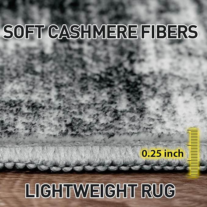 9x12 Area Rugs Washable Rug: Modern Abstract Living Room Rug Soft Anti-Skid Thin Carpet Indoor Floor Non-Shedding Carpets for Bedroom Dining Room Farmhouse Nursery Home Office Black - Image 7