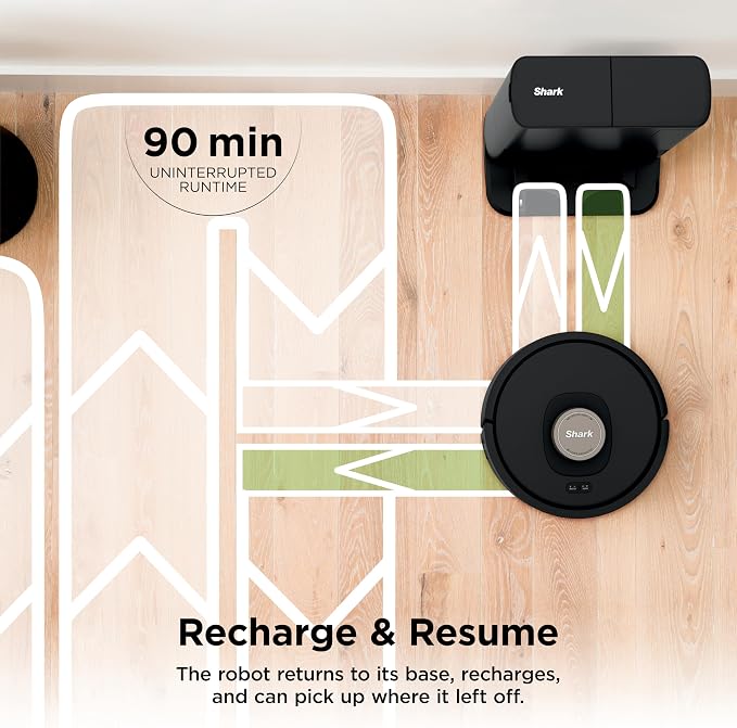 Shark AV2501AE AI Robot Vacuum with XL HEPA Self-Empty Base, Bagless, 60-Day Capacity, LIDAR Navigation, Perfect for Pet Hair, Compatible with Alexa, Wi-Fi Connected, Carpet & Hard Floor, Black - Image 8