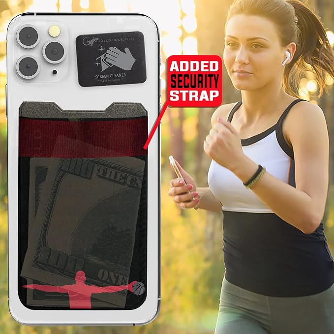 Phone Wallet - Adhesive Card Holder - Cell Phone Pouch - Stick on Lycra Pocket by Gecko - Carry Credit Cards and Cash - Image 7