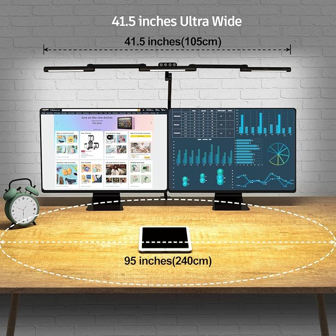 EPABINA LED Desk Lamp with Clamp, 41.5" Clamp on Architect Desk Lamp for Home Office, 24W Bright Tall Computer LED Table Light Adjustable Overhead Clip on Office Lighting for Work Craft - Image 4