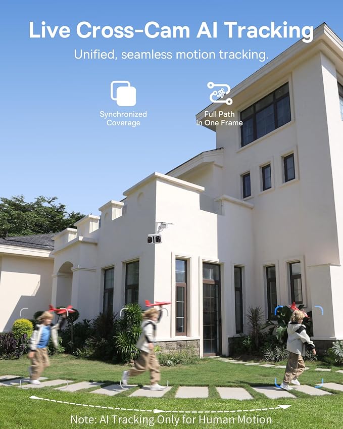 Baseus X1 Pro Dual-Tracking Solar Security Camera Outdoor Wireless, Supports up to 512GB, Dual 3K AI Cameras, 300° Pan, Color Night Vision, 8× Zoom, IP65, No Subscription with 32GB Card - Image 3