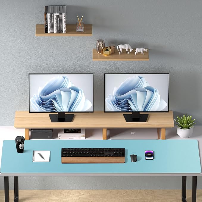 Aothia Faux Leather Desk Mat – Large Mouse Pad, Non-Slip PU Leather Blotter, Waterproof Writing Surface for Office and Home (Blue Topaz, 47.2" x 23.6") - Image 9