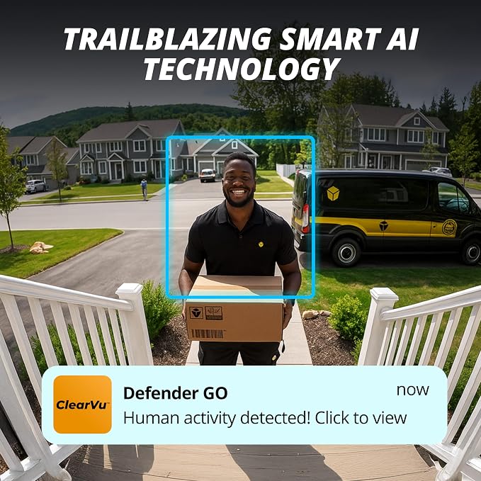 Defender GO 2K AI Powered WiFi Indoor/Outdoor Home, Business, Pet, Baby Security Camera, AI Detection, Dual Band, Spotlight/Siren, Color Night Vision, 2-Way Talk, Works with ClearVu App, 3 Pack - Image 3