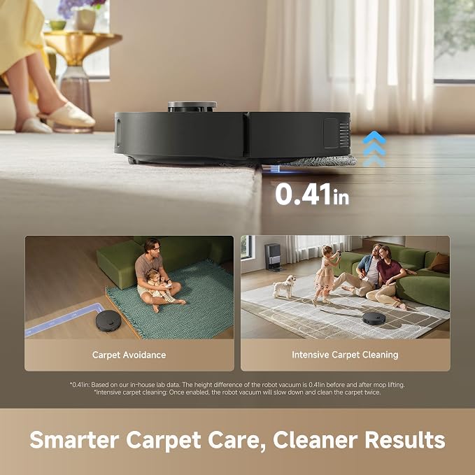 dreame D30 Ultra Robot Vacuum and Mop, All-in-One Base Station | 25,000Pa Powerful Suction, 100-Days Auto-Empty, MopExtend Tech for Edge Cleaning, Smart Obstacle Avoidance, Black - Image 8