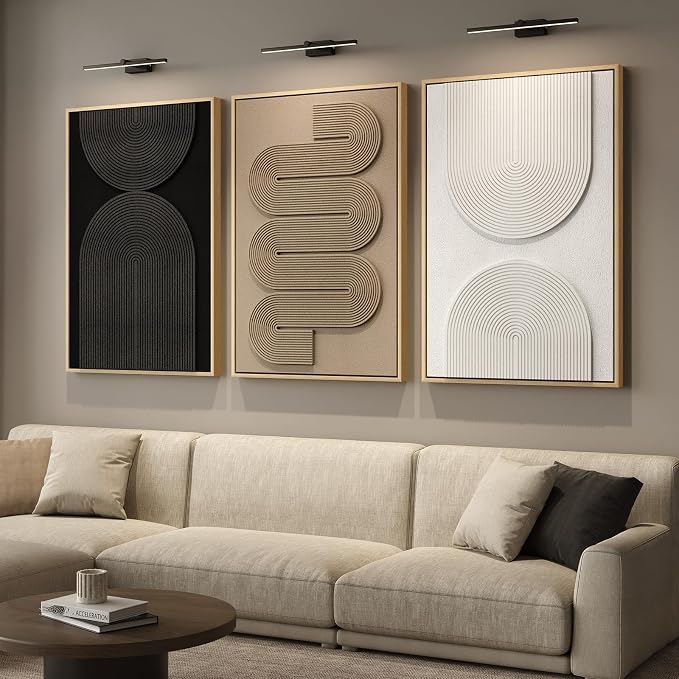 Large 3D Textured Framed Boho Modern Neutral Abstract Wall Art for Living Room, 3 Piece Black White Brown Paintings Artwork for Walls, Geometric Pictures for Office Bedroom Dining Room Decor, 24x36 In - Image 4
