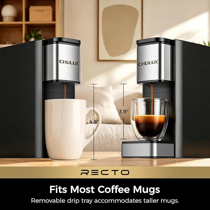 CHULUX RectoCafé Espresso Machine for Nespresso Original Pod, Metal & Black | Extra Mini Design, 20 Bar Professional Italian Pump, Food-Grade Materials, Quiet with Low-Vibration Brewing for Home & Office - Image 5