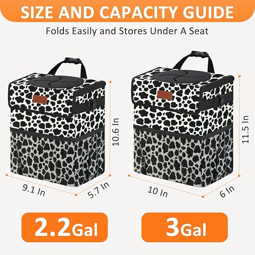 Vankor Car Trash Can for Car Cute,Bag Bin Hanging Waterproof Automotive Garbage Cans Leak Proof Vehicle Trash Can Cow Print - Image 7