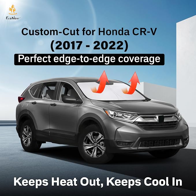 EcoNour Windshield Sunshade Compatible for Honda CRV 2017-2020 2021 2022, Sun Visor for Front Windshield & Window Sun Shade Cover, UV Heat Blocker & Protector, Car Accessories - Image 2