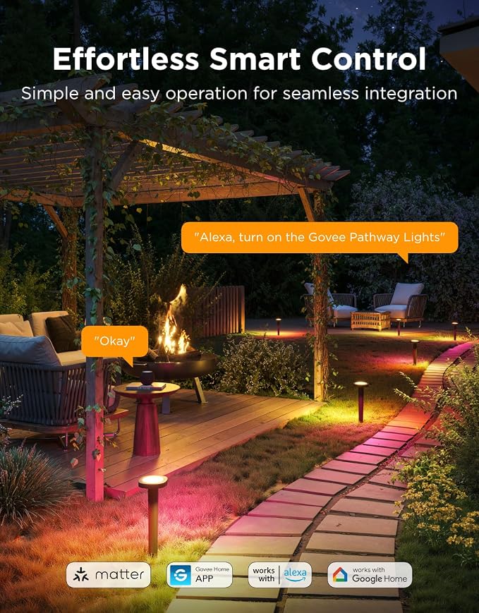 Govee Outdoor Pathway Lights 2, IP66 Waterproof, 60+ Scene Modes | for Yard, Garage, Garden, Lawn, Outdoor Decor, Works with Alexa, Google Assistant, Matter, Wired 4 Pack - Image 7