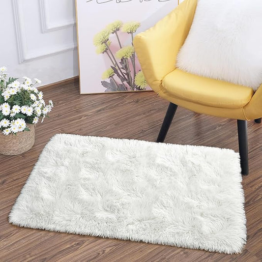 Tepook Super Soft Fluffy Rug for Bedroom, Modern Shaggy Fuzzy Kids Rugs for Living Room, Plush Indoor Nursery Home Decor Dorm Carpet with Non-Slip Bottom, Cream White, 2 X 3 Feet by Tepook