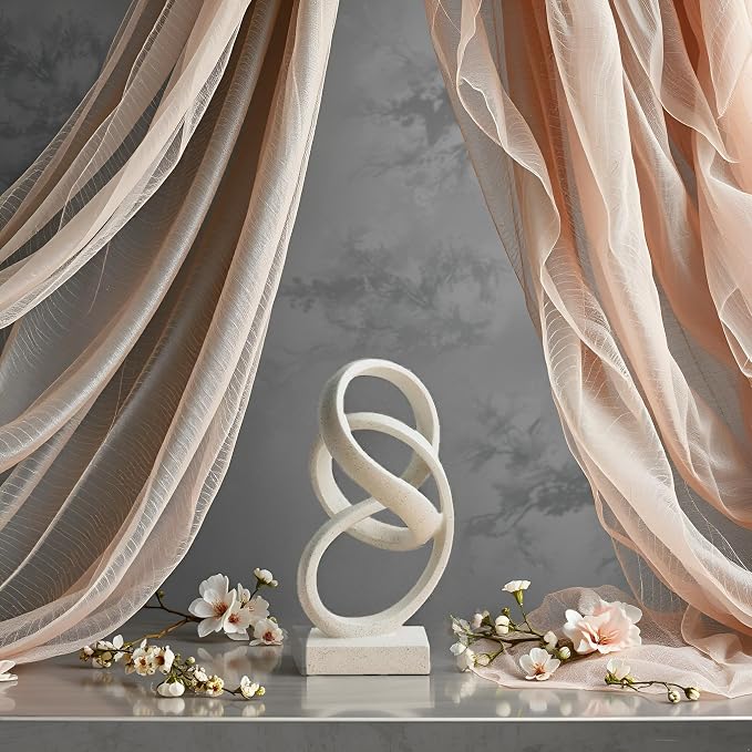 10" Modern Abstract Ribbon Decorative Sculpture, Knot Sculptures,Home Decor,Coffee Table Statues,Dining Living Room Desk Decor（White） - Image 7