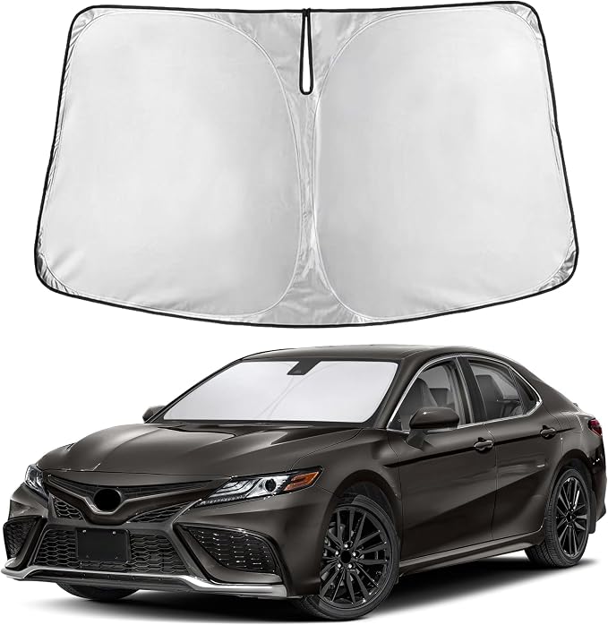 EcoNour Windshield Sunshade Compatible for Toyota Camry 2018-2022 2023 2024, LE, SE, SE Nightshade, XLE, XSE, TRD, Sun Visor for Front Windshield Sun Shade Cover, UV Heat Protector, Car Accessories by EcoNour