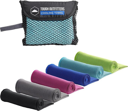 Tough Outdoors Cooling Towel - Cooling Towels for Neck & Face - Ice Wrap & Sweat Rag for Camping Gym Yoga & Sports - Workout Towel for Gym Sweat - Cool Towels for Extreme Heat - 6 Pack by ToughOutdoors