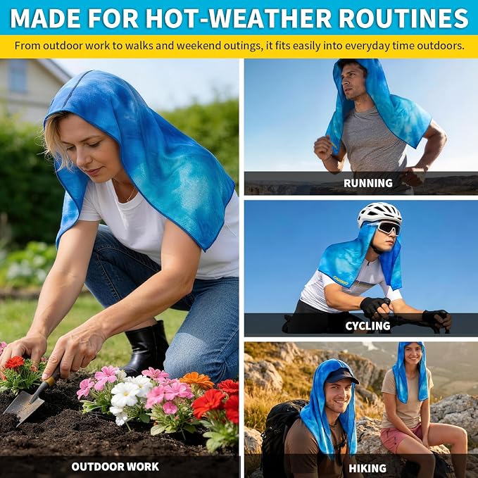 CAMBIVO Cooling Hoodie Towel for Men and Women, Lightweight Breathable Sun Protection Cover for Head, Neck, Ears, Face, Cooling Clothing for Extreme Heat, Sports Outdoors, Travel - Image 5
