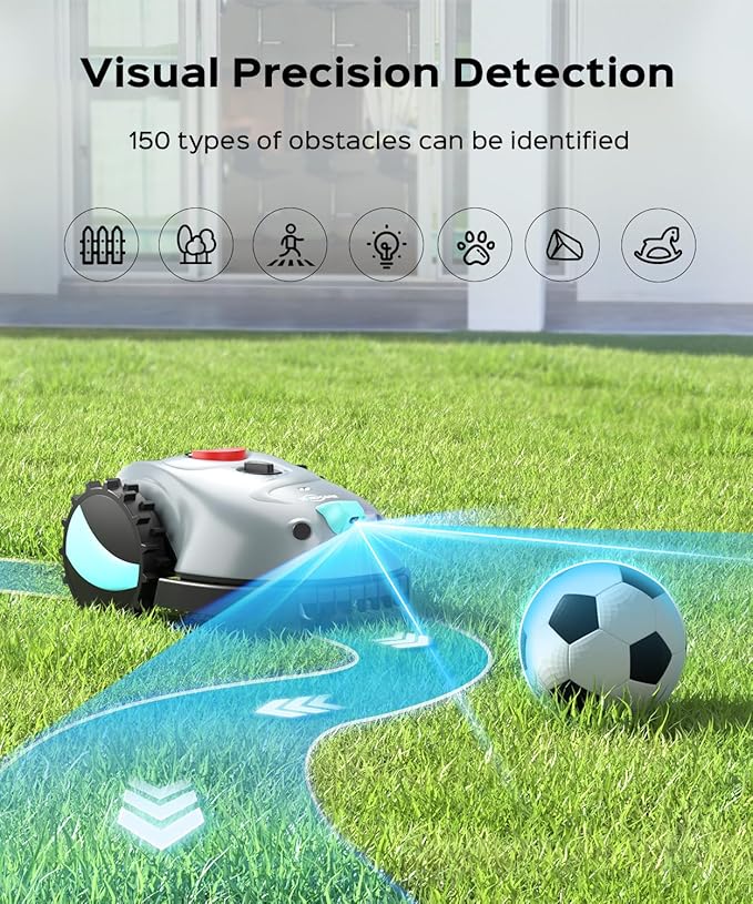 YARDCARE V100 Robot Lawn Mower with HD Vision Navigation, Smart Obstacle Detection, Collision Sensors, Adjustable Cutting Height, Low-Noise Operation—Perfect for Small Lawns up to 1,600 sq ft. - Image 2