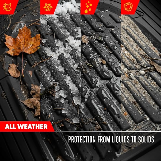 Motor Trend FlexTough LITE Rubber Car Mats Full Set - All Weather Floor Mats for Cars & SUVs - Automotive Waterproof Black Car Floor Mats for Cars Interior Accessories Universal Trim-to-Fit - Image 6