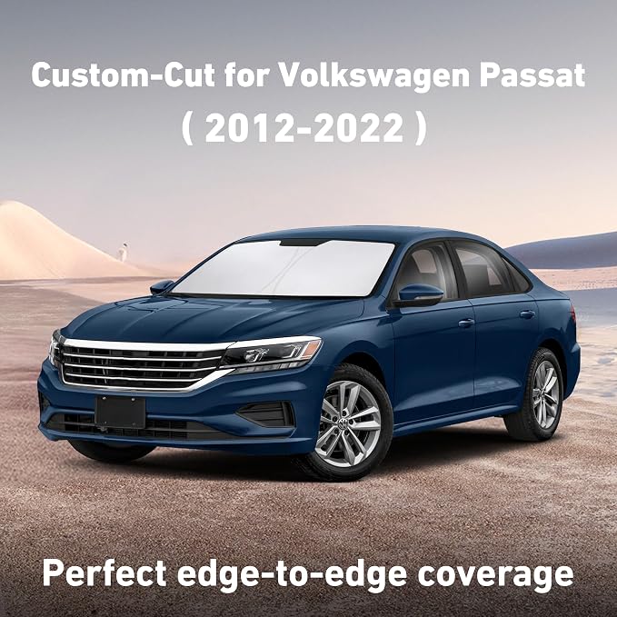 EcoNour Windshield Sunshade Compatible for Volkswagen VW Passat 2012-2020 2021 2022, Sun Visor for Front Windshield & Window Sun Shade Cover, UV Heat Blocker & Protector, Car Accessories - Image 2
