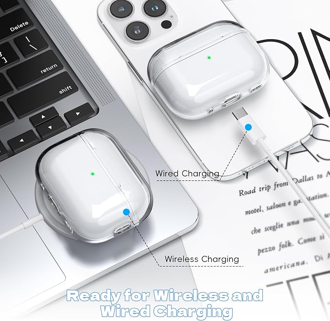 Airpods Pro 2nd/1st Generation Case Cover, Compatible with Airpods Pro Case 2nd Gen USB C Charging Port, Clear Soft Transparent Military Grade Shockproof Case, Clear White - Image 7