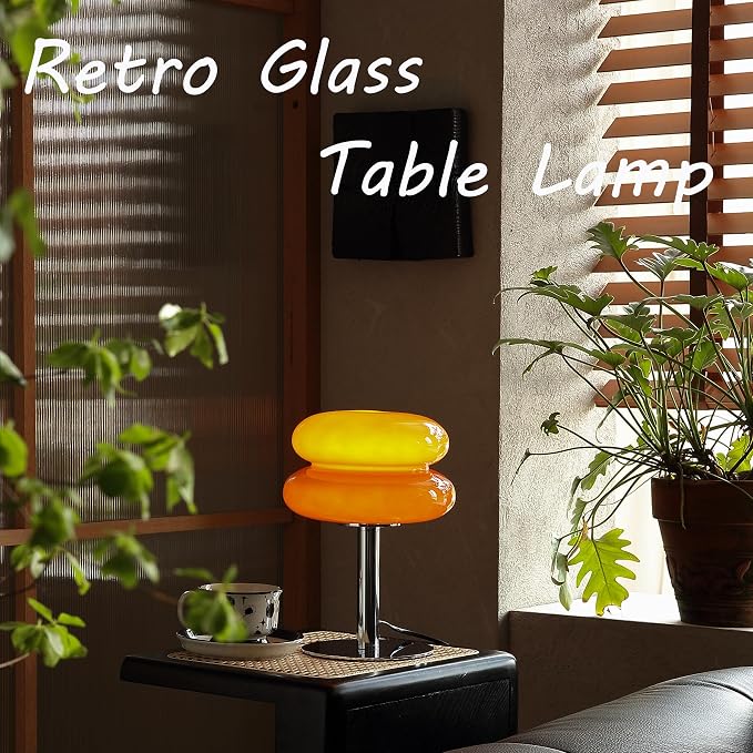 Glivpny Mushroom Lamp Table Lamp for Night Stands,Mid Century Modern Desk Lamps for Bedroom, Vintage Dimmable Bedside Small Cute Lamps, Cool Aesthetic House Warming Gifts New Home Decor(Orange Red) - Image 2