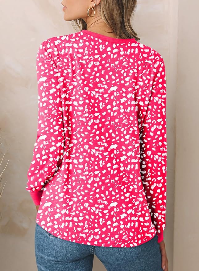 EVALESS Womens Crewneck Long Sleeve Tops Casual Polka Dots Tops Fall 2026 Tshirts Shirts - Image 4