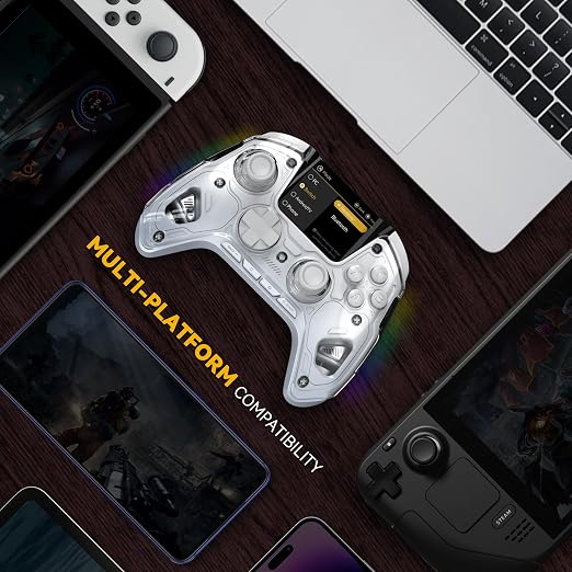 ManbaOne Interactive Screen Wireless Gaming Controller for PC/Switch/Switch 2/iOS/Android,Hall Effect Stick & Trigger,RGB Lighting,Remappable Buttons,1800mAh with Charging Dock (White) | for PC/Switch1/2/iOS/Android,Hall Effect Stick & Trigger,RGB Ligh... - Image 5