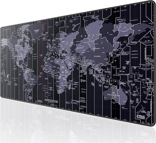 KTRIO Large Gaming Mouse Pad, Desk Mat, 31.5 x 15.7 in, World Map, XXL | Smooth Micro-Weave Surface, Artistic Pattern Design, Non-Slip Rubber Base, Durable Stitched Edges, Office & Home Use by KTRIO