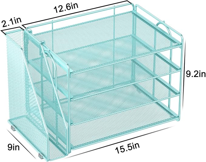 Spacrea Desk Organizers and Accessories, Paper Organizer for Desk with File organizer, Desk Accessories & Workspace Organizers for Office Supplies (Blue) - Image 5