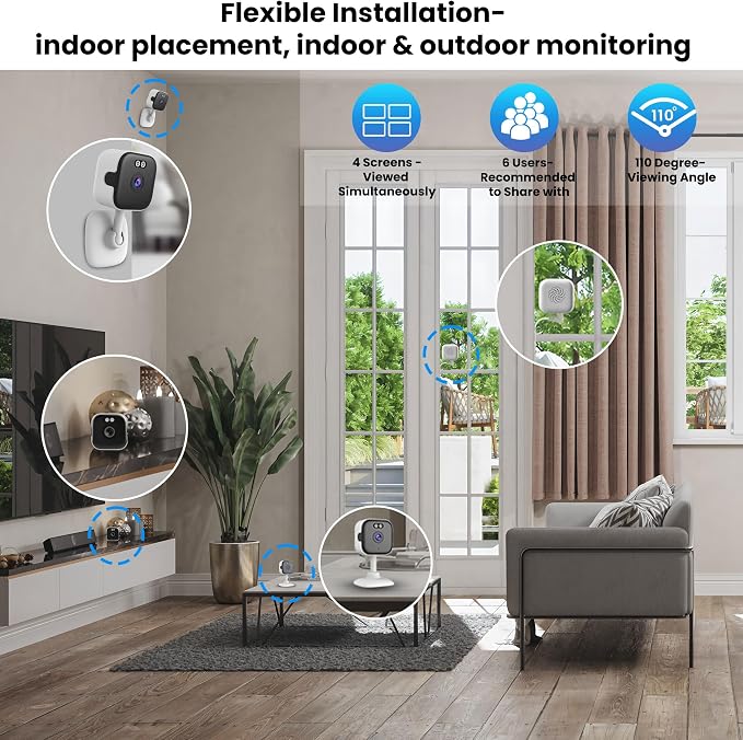 2K Window Camera with 32GB Memory Card, 5GHz & 2.4GHz WiFi Indoor Cameras for Home Security with AI Starlight Color Night Vision, AI Person & Motion Detection, Easy & Quick Install, 24/7 Recording - Image 7