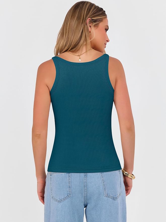 ANRABESS V Neck Tank Tops for Women Ribbed Knit Camisole 2026 Summer Casual Sleeveless Slim Fitted Basic Cami Shirts Clothes - Image 5