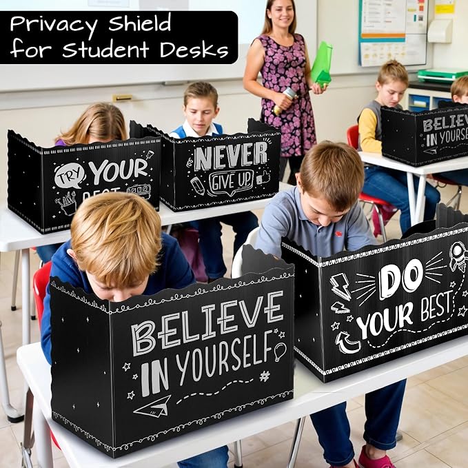 24-Pack Desk Dividers for Students, Durable Plastic Study Dividers, Black | Waterproof, Easy-to-Clean Plastic, Freestanding, Fold-Flat Privacy Folders for Classroom, Exam, Library, Office and School - Image 6