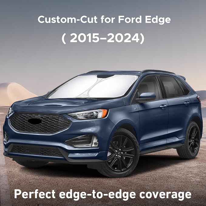 EcoNour Windshield Sunshade Compatible for Ford Edge 2015-2022 2023 2024, Sun Visor for Front Windshield & Window Sun Shade Cover, UV Heat Blocker & Protector, Car Accessories - Image 2