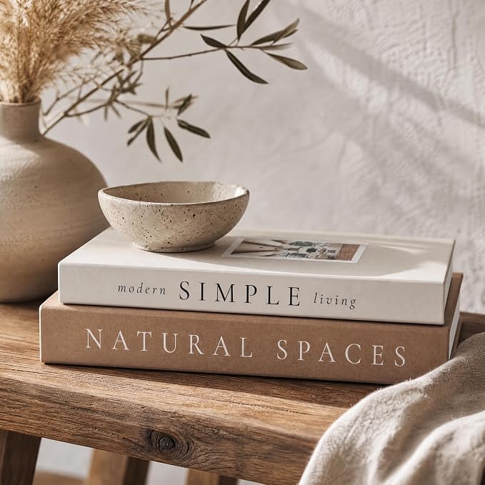 Beautiful Decorative Books - Set of 2 Boxes Enhance Your Coffee Table, Bookshelf or Mantel Shelf Decor - Aesthetic Fake/Faux Books for Modern Home Decoration, Photo Storage and as a Keepsake Box by ZICOTO