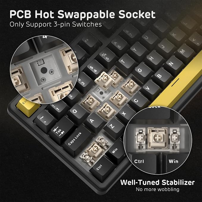 RK ROYAL KLUDGE X104 Wired Full Size Mechanical Gaming Keyboard, Metal Knob | Creamy Keyboard with Number Pad,104 Keys RGB Computer Keyboard Hot Swappable Linear Switch, Online Software for Wins/Mac - Image 6