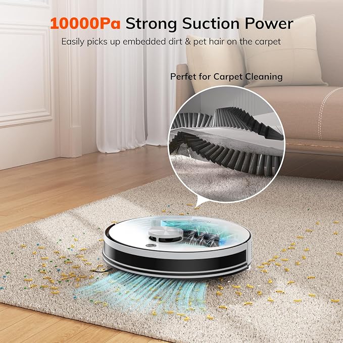 ILIFE A30 Pro Robot Vacuum and Mop,10000Pa Max Suction | 60 Days Self Emptying, LiDAR Navigation, 150 Min Max, App, Remote & Voice Control, Ideal for Hard Floors, Carpet & Pet Hair - Image 3