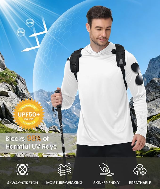 ZITY Men's Sun Protection Shirts Long Sleeve Rash Guard Hoodie UV UPF 50+ Fishing Running Athletic Sweatshirts - Image 2