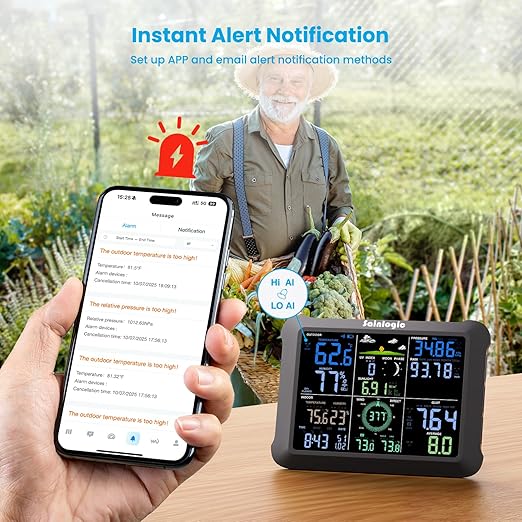 Sainlogic 14-in-1 WiFi Smart Weather Station with 24H/ 7Days Accurate Weather Forecast by Weatherseed® AI, 8.5" Large Display,UV,Sun Light,Rain Gauge,Wind Gauge,2-Year Data Storage & Export(Only 2.4G) - Image 3