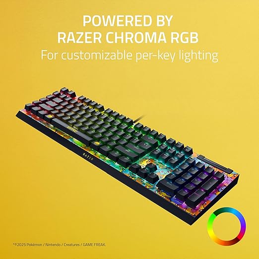 Razer BlackWidow V4 X Mechanical Gaming Keyboard, Pokémon Edition | Green Switches Tactile & Clicky, 6 Macro Keys, Chroma RGB, Doubleshot ABS Keycaps, Sound Dampening & Stabilizers - Image 5