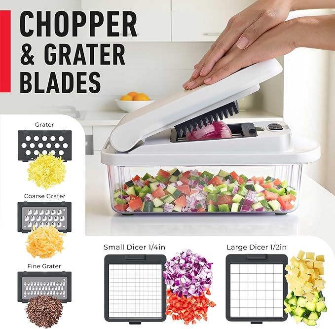 Mueller The Real Original Pro Vegetable Chopper & Mandoline Slicer, 10-in-1 | since 2013, 8 Blade Food Veggie Chopper, Onion Vegetable Cutter with Container, Kitchen Gadgets & Essentials - Image 5