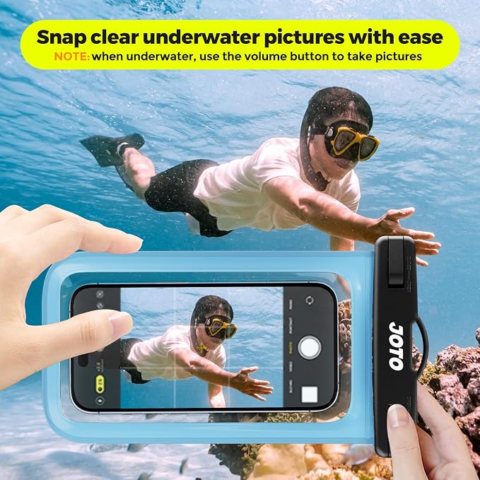 JOTO Universal Waterproof Pouch Case for iPhone 16 15 14 13 Plus Pro Max, IPX8 Cellphone Dry Bag 12 11 Pro Max XR X 8 7 6S Plus SE, Galaxy S23 S22 S21 S20+ S20 S10 Plus Note, Pixel up to 7" -Blue - Image 3