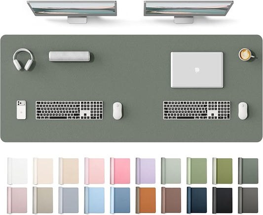 YSAGi Leather Desk Protector, Office Mat, Large Mouse Mat, Non-Slip PU Leather Blotter, Laptop Desk Mat, Waterproof Writing Pad for Office and Home(Dark Green, 63" x 24") by YSAGi