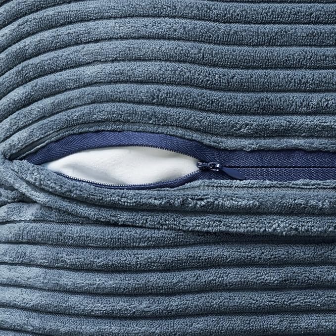 MIULEE Blue Corduroy Lumbar Pillow Covers 12x20 Inch 12x20 Inch with Splicing Set of 2 Soft Boho Pillow Covers Broadside Decorative Textured Summer Coastal Pillowcases for Couch Bed Livingroom - Image 7