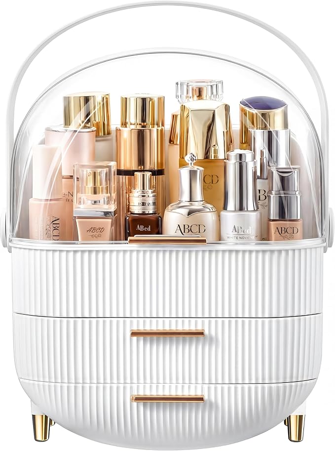 NestOrganix Makeup Organizer Skincare Organizers With Drawers | Cosmetic Display Cases with Transparent Cover, Skincare Organizers for Bathroom Countertop, Bedroom Vanity Desk, White by Unknown