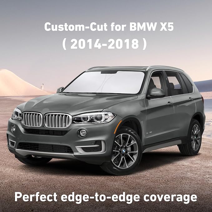 EcoNour Windshield Sunshade Compatible for BMW X5 2014-2016 2017 2018, Sun Visor for Front Windshield & Window Sun Shade Cover, UV Heat Blocker & Protector, Car Accessories - Image 2