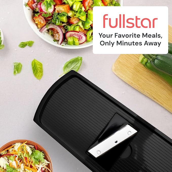 Fullstar Pro Original Vegetable Chopper & Mandoline Slicer Kitchen Gadget | 6 in 1 Veggie Slicer, Onion & Fruit Cutter with Sharp Stainless Steel Blades & Container, All-in-One Meal Prep Tool (Black) - Image 9