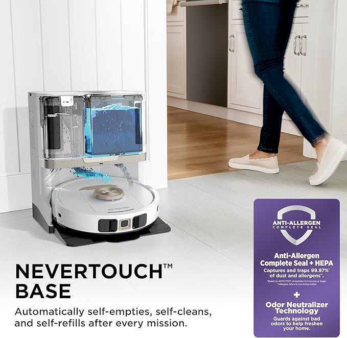 Shark Stratos 2-in-1 Robot Vacuum & Mop with 25+ Hands-Free Features & NeverTouch Self-Cleaning Base, Precision Mapping, Autolift Technology, HEPA Filtration, Edge Detect, White, RV2720ZE - Image 5