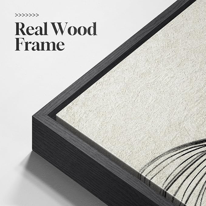 Large Framed Black and Beige Neutral Abstract Wall Art for Living Room, 3 Piece Modern Canvas Prints Paintings Artwork for Walls, Minimalist Lines Pictures for Hallway Stair Office Wall Decor 24x36 In - Image 5